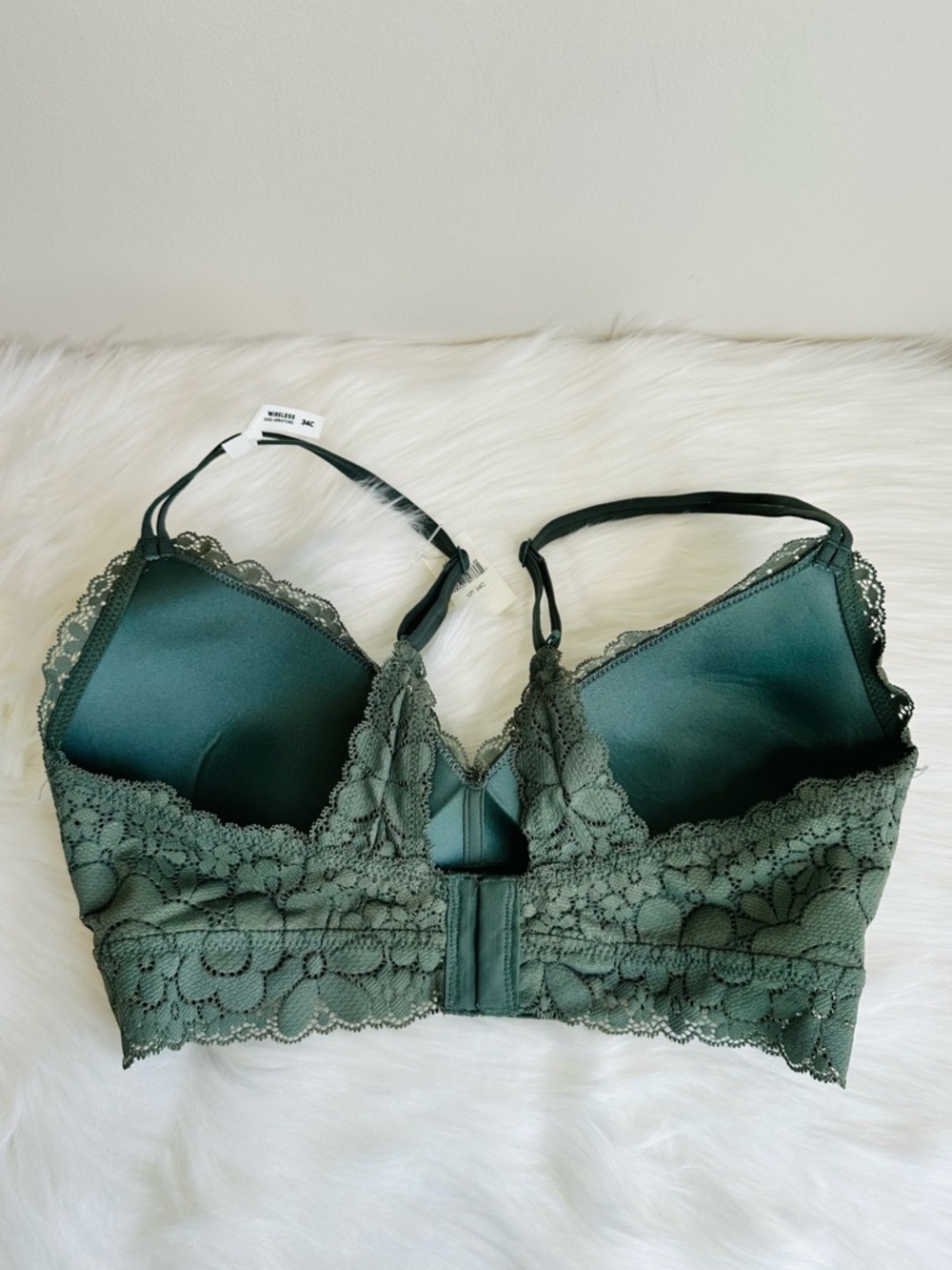 NWT Aerie Real Happy Lightly Lined Wireless Candy Lace Bra Royal Palm Size 34C - Picture 9 of 15